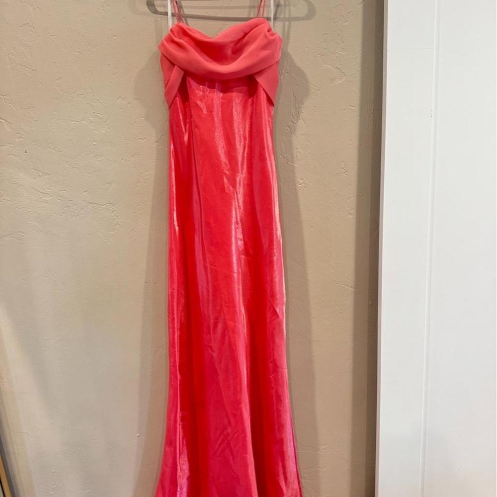 Betsy & Adam pink maxi dress with ruffle detail Size S